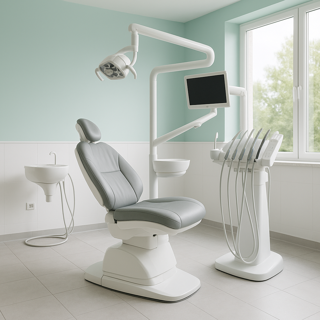 Consultorio odontológico equipado con tecnología moderna y sillón dental